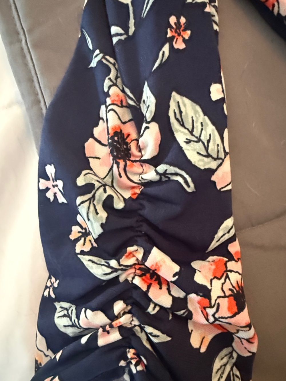 Maurices Navy Floral Wrap Romper with Pink & Cream Flowers - Picture 5 of 8